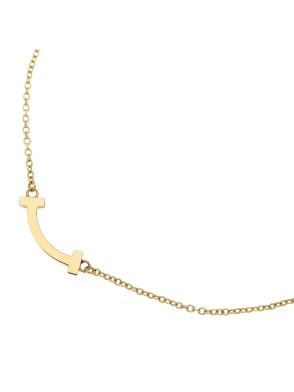 Tiffany & Co T Smile Mini Necklace Pink Gold